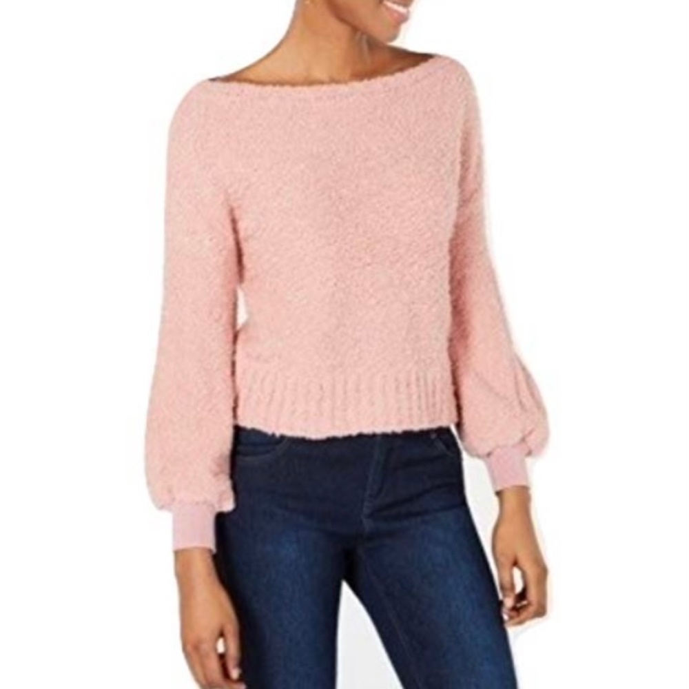 BAR III Women's Bishop-sleeve Textured Boat Neck Sweater Top